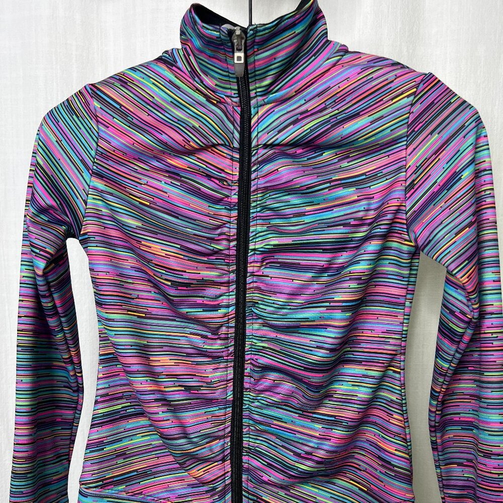 Champion Girls Duo Dry Multicolor Black Pink Purple Blue Zip Up Jacket Size M